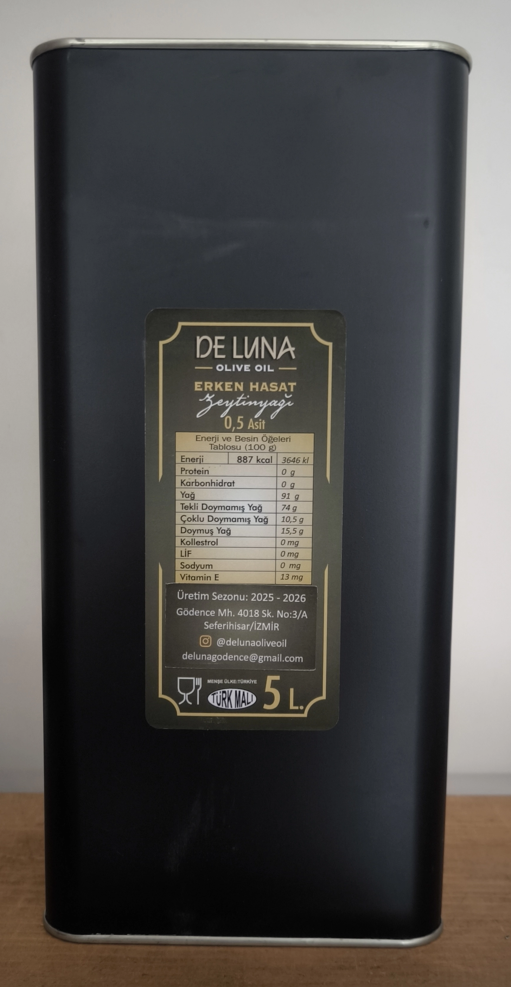 Erken Hasat Zeytinyağı 5 lt - DE LUNA